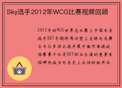 Sky选手2012年WCG比赛视频回顾